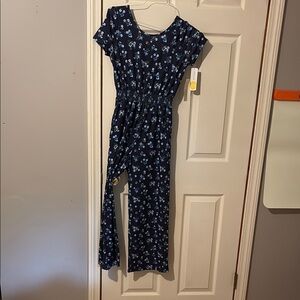 Elegant Black and Blue Maxi Dress with Wrap Design